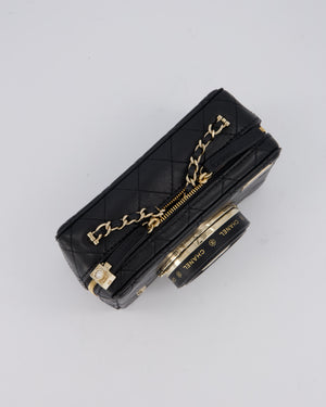 Chanel Coco Mini Clip Camera Bag with Mirror in Lens in Black with Champagne Hardware