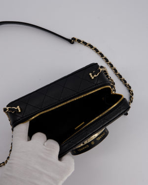 Chanel Coco Mini Clip Camera Bag with Mirror in Lens in Black with Champagne Hardware