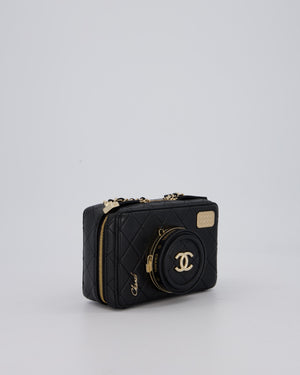 Chanel Coco Mini Clip Camera Bag with Mirror in Lens in Black with Champagne Hardware