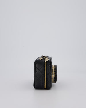 Chanel Coco Mini Clip Camera Bag with Mirror in Lens in Black with Champagne Hardware