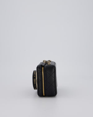 Chanel Coco Mini Clip Camera Bag with Mirror in Lens in Black with Champagne Hardware