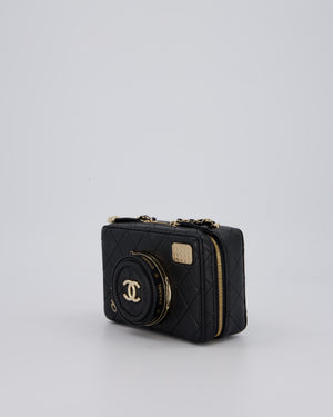 Chanel Coco Mini Clip Camera Bag with Mirror in Lens in Black with Champagne Hardware