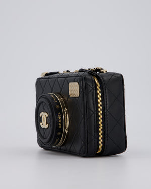 Chanel Coco Mini Clip Camera Bag with Mirror in Lens in Black with Champagne Hardware