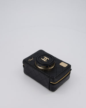 Chanel Coco Mini Clip Camera Bag with Mirror in Lens in Black with Champagne Hardware