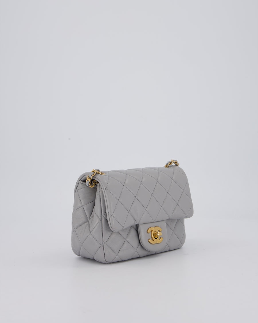 Chanel Coco Crush Mini Square Flap Bag in Grey with Brushed Gold Hardware
