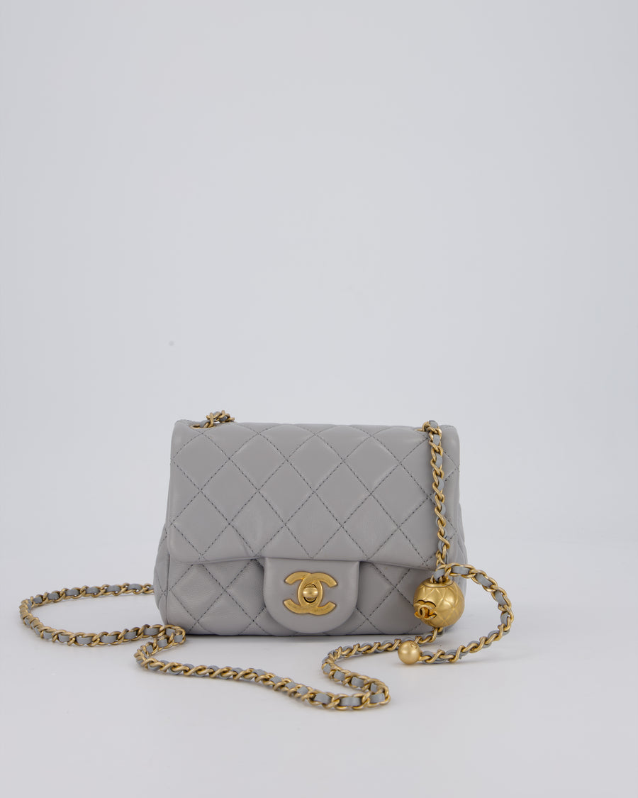 Chanel Coco Crush Mini Square Flap Bag in Grey with Brushed Gold Hardware
