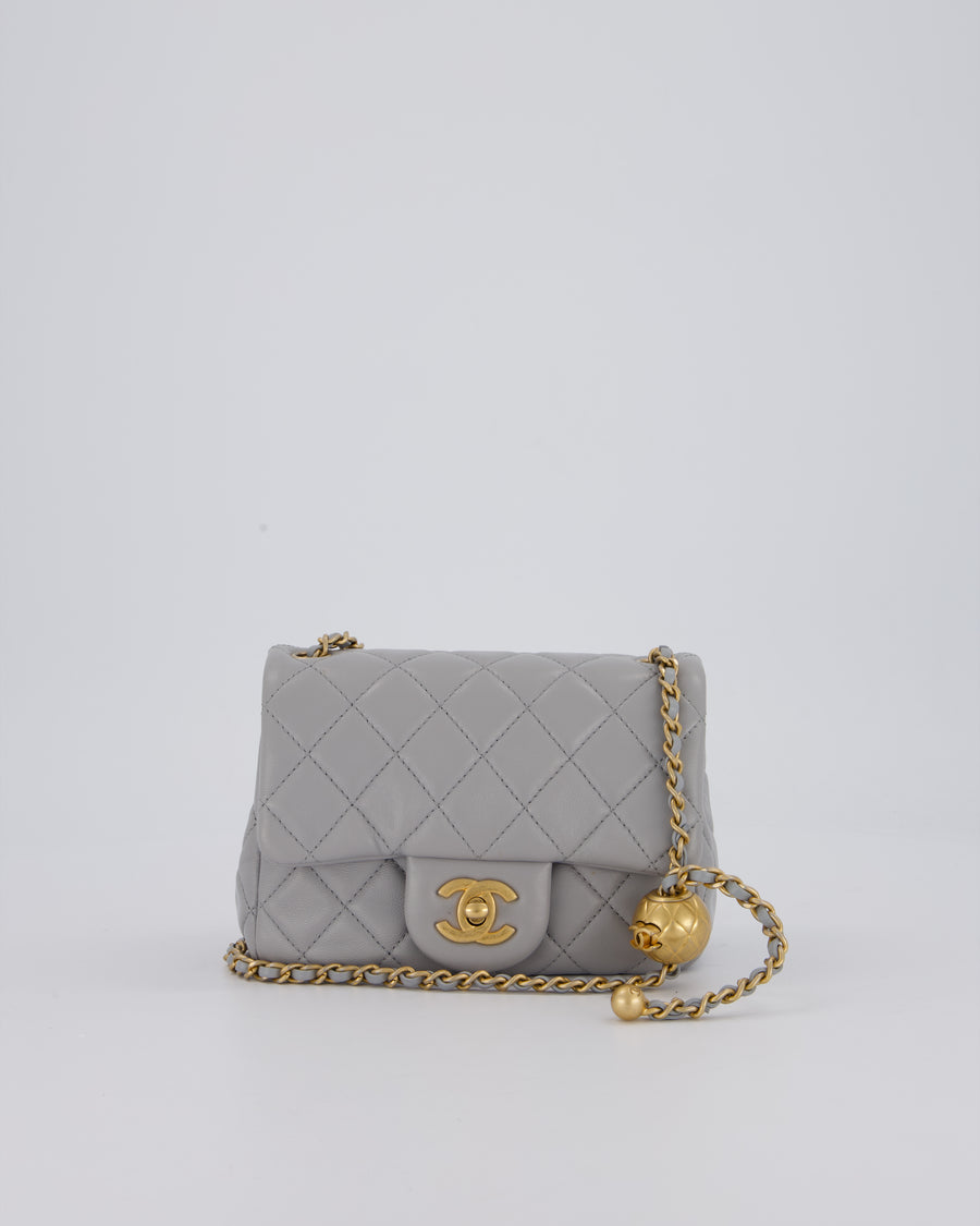 Chanel Coco Crush Mini Square Flap Bag in Grey with Brushed Gold Hardware