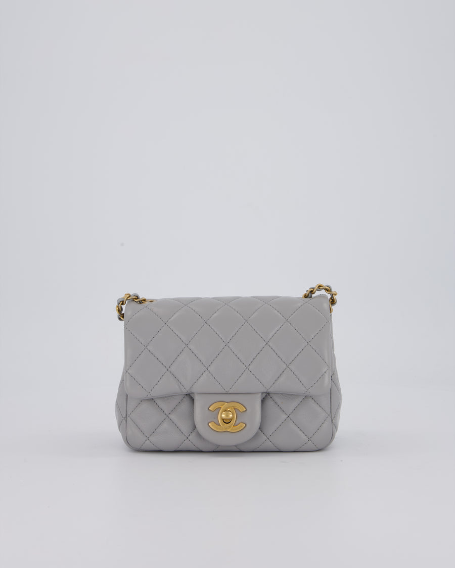 Chanel Coco Crush Mini Square Flap Bag in Grey with Brushed Gold Hardware