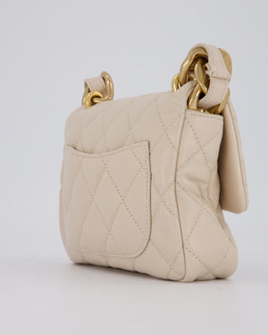 Chanel Small Funky Town Flap in Cream Lambskin with Gold Hardware and Chunky Chain