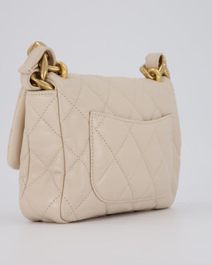 Chanel Small Funky Town Flap in Cream Lambskin with Gold Hardware and Chunky Chain