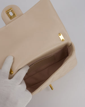 Chanel Small Funky Town Flap in Cream Lambskin with Gold Hardware and Chunky Chain