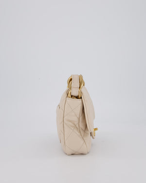 Chanel Small Funky Town Flap in Cream Lambskin with Gold Hardware and Chunky Chain