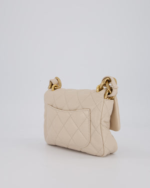 Chanel Small Funky Town Flap in Cream Lambskin with Gold Hardware and Chunky Chain