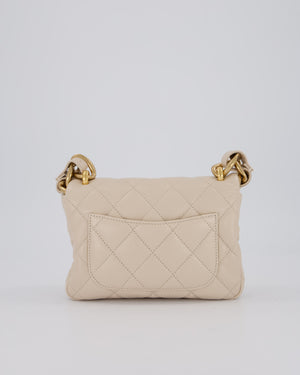 Chanel Small Funky Town Flap in Cream Lambskin with Gold Hardware and Chunky Chain