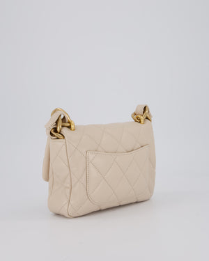 Chanel Small Funky Town Flap in Cream Lambskin with Gold Hardware and Chunky Chain