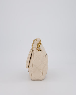 Chanel Small Funky Town Flap in Cream Lambskin with Gold Hardware and Chunky Chain