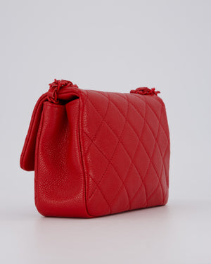 Chanel Red Mini Square Incognito Flap Bag In Caviar Leather With Red Hardware