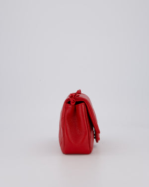 Chanel Red Mini Square Incognito Flap Bag In Caviar Leather With Red Hardware