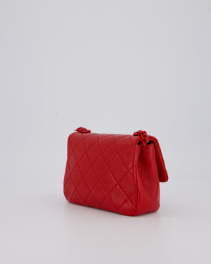 Chanel Red Mini Square Incognito Flap Bag In Caviar Leather With Red Hardware