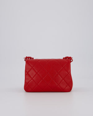 Chanel Red Mini Square Incognito Flap Bag In Caviar Leather With Red Hardware