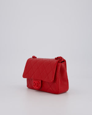 Chanel Red Mini Square Incognito Flap Bag In Caviar Leather With Red Hardware