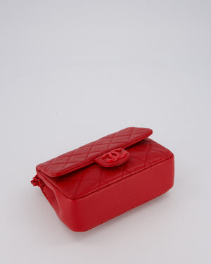 Chanel Red Mini Square Incognito Flap Bag In Caviar Leather With Red Hardware