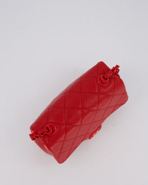 Chanel Red Mini Square Incognito Flap Bag In Caviar Leather With Red Hardware