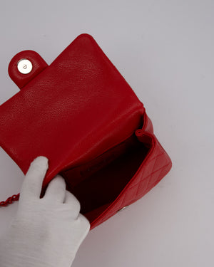 Chanel Red Mini Square Incognito Flap Bag In Caviar Leather With Red Hardware