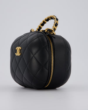 Chanel CC Bubble Vanity Case Top Handle Bag in Quilted Lambskin Leather with Gold Hardware