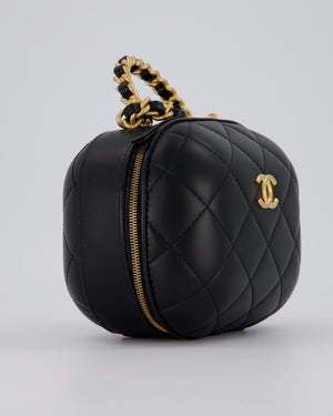Chanel CC Bubble Vanity Case Top Handle Bag in Quilted Lambskin Leather with Gold Hardware