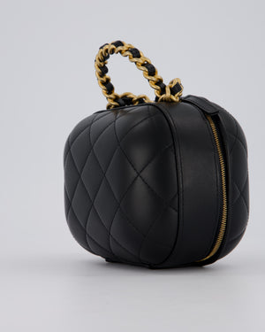 Chanel CC Bubble Vanity Case Top Handle Bag in Quilted Lambskin Leather with Gold Hardware