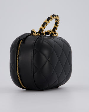 Chanel CC Bubble Vanity Case Top Handle Bag in Quilted Lambskin Leather with Gold Hardware