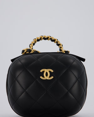 Chanel CC Bubble Vanity Case Top Handle Bag in Quilted Lambskin Leather with Gold Hardware