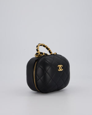 Chanel CC Bubble Vanity Case Top Handle Bag in Quilted Lambskin Leather with Gold Hardware