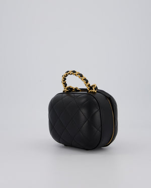 Chanel CC Bubble Vanity Case Top Handle Bag in Quilted Lambskin Leather with Gold Hardware