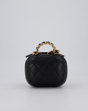 Chanel CC Bubble Vanity Case Top Handle Bag in Quilted Lambskin Leather with Gold Hardware