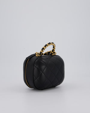 Chanel CC Bubble Vanity Case Top Handle Bag in Quilted Lambskin Leather with Gold Hardware