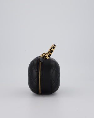 Chanel CC Bubble Vanity Case Top Handle Bag in Quilted Lambskin Leather with Gold Hardware