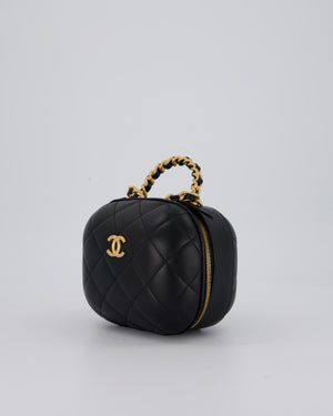 Chanel CC Bubble Vanity Case Top Handle Bag in Quilted Lambskin Leather with Gold Hardware