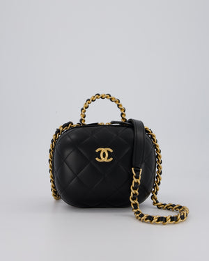 Chanel CC Bubble Vanity Case Top Handle Bag in Quilted Lambskin Leather with Gold Hardware