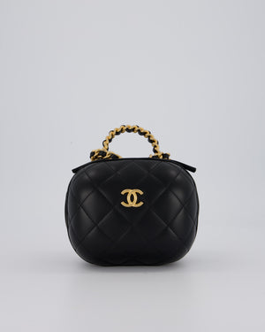Chanel CC Bubble Vanity Case Top Handle Bag in Quilted Lambskin Leather with Gold Hardware