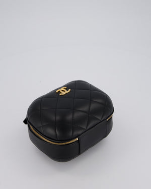 Chanel CC Bubble Vanity Case Top Handle Bag in Quilted Lambskin Leather with Gold Hardware