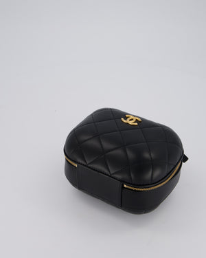 Chanel CC Bubble Vanity Case Top Handle Bag in Quilted Lambskin Leather with Gold Hardware
