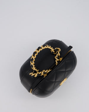 Chanel CC Bubble Vanity Case Top Handle Bag in Quilted Lambskin Leather with Gold Hardware