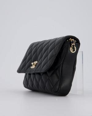 Chanel Side Packs Two Pieces Bag in Black Quilted Lambskin Leather with Champagne Gold Hardware