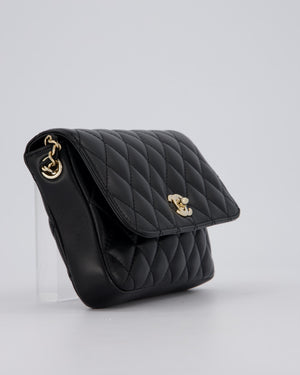 Chanel Side Packs Two Pieces Bag in Black Quilted Lambskin Leather with Champagne Gold Hardware