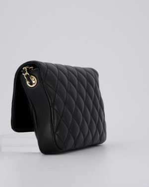 Chanel Side Packs Two Pieces Bag in Black Quilted Lambskin Leather with Champagne Gold Hardware