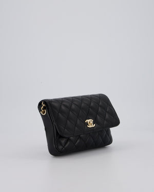 Chanel Side Packs Two Pieces Bag in Black Quilted Lambskin Leather with Champagne Gold Hardware