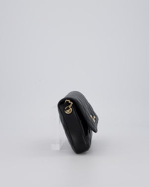 Chanel Side Packs Two Pieces Bag in Black Quilted Lambskin Leather with Champagne Gold Hardware