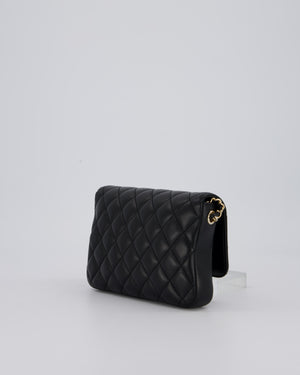Chanel Side Packs Two Pieces Bag in Black Quilted Lambskin Leather with Champagne Gold Hardware